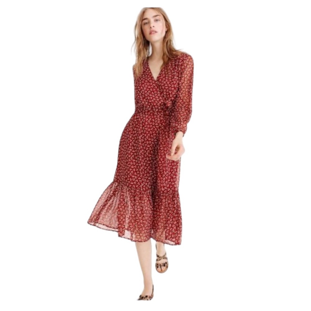 J Crew Point Sur Faux Wrap Floral Dress